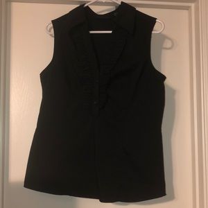 New York and company black ruffle neck sleeveless top
